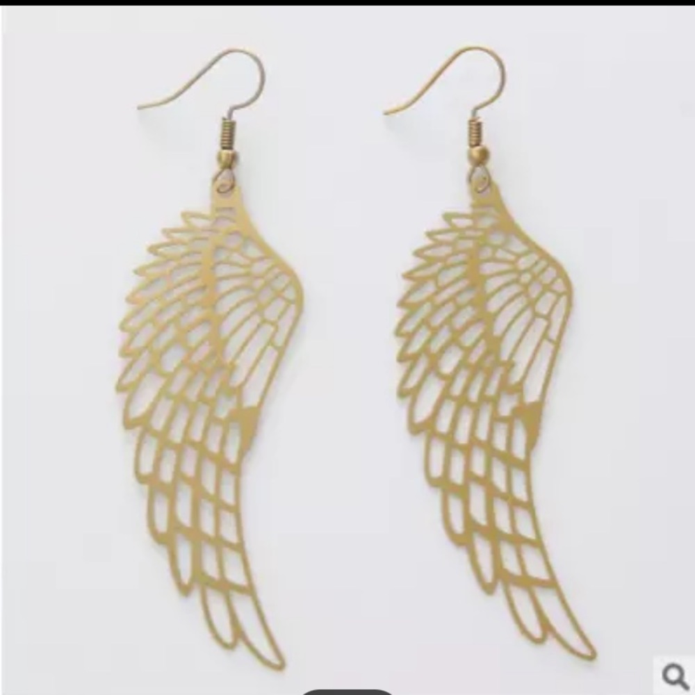Gold Tone Big Wings Earrings - Picture 2 of 3